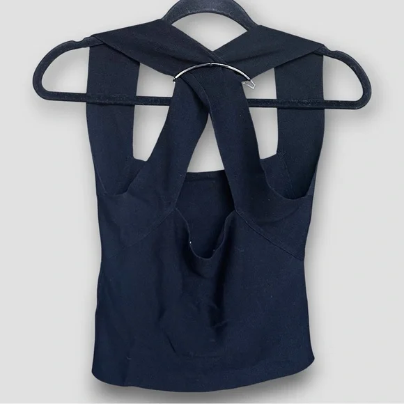 Black Ribbed Open-Back Top | Thick Knit | Size S - Picture 3 of 5